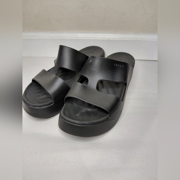 Crocs Women Size 10 Black Platform Slides - Picture 3 of 7